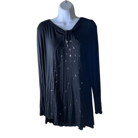 Miracle Body Beaded Shirt Womens Size Large Long Sleeves Stretch Pullover Top - Picture 1 of 8